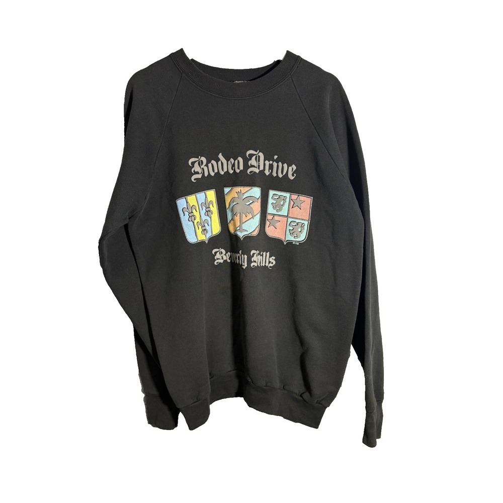 Vintage Crewneck 90s Fruit of the Loom Rodeo Drive Beverly Hills Black XL